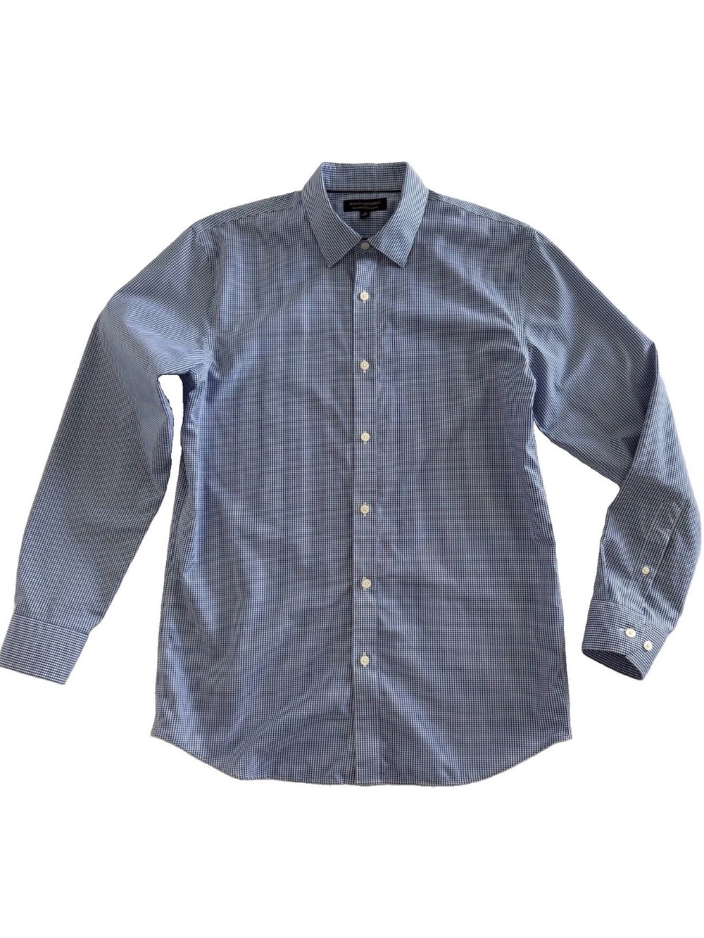 Banana Republic No-Iron Regular Fit Blue & White Check Mens Cotton Dress Shirt M